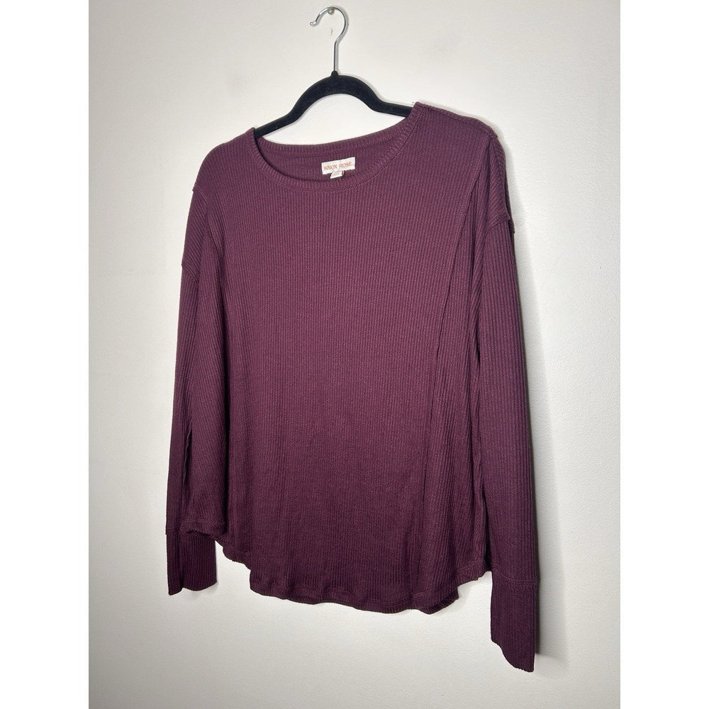 Knox Rose Women's Purple Thermal Long Sleeve Shirt Tee Shirt Size Small New NWT - Picture 3 of 9